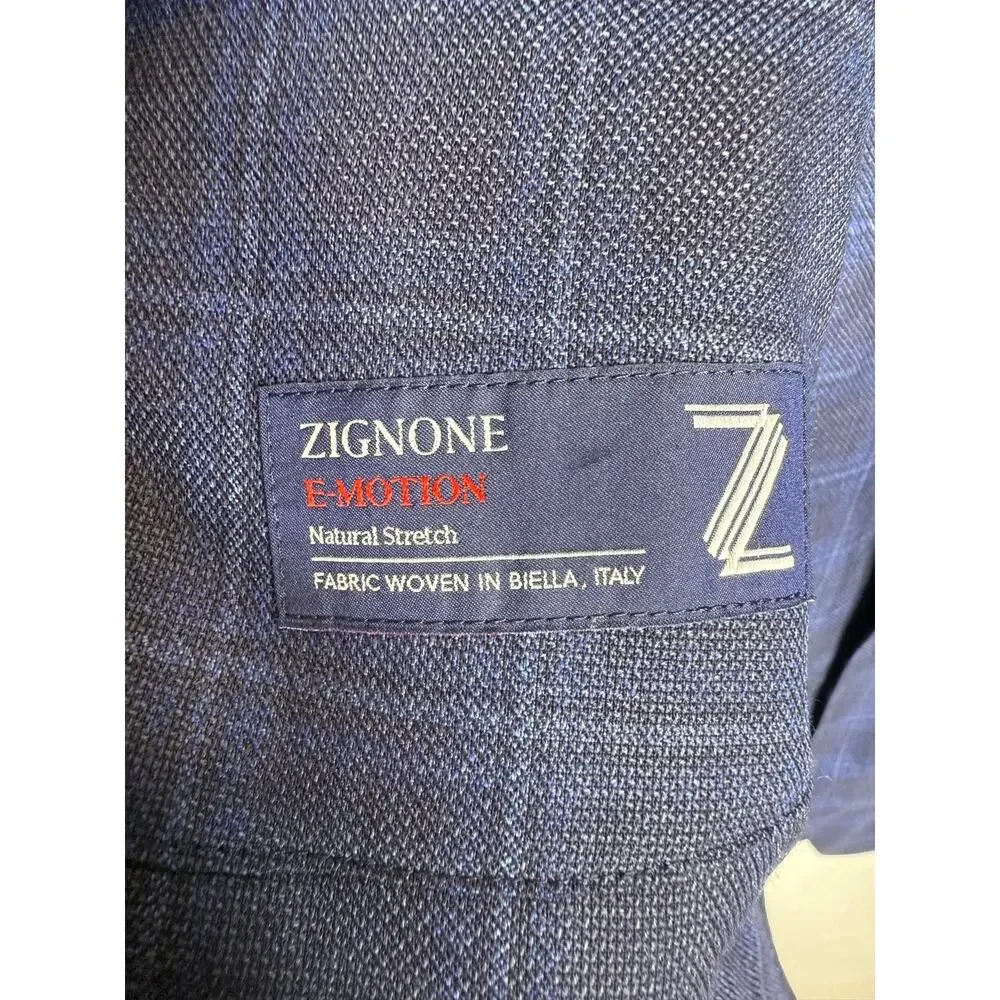 Bonobos Athletic Fit Zignone Italian Wool Plaid Blazer Jacket Coat Blue 44L